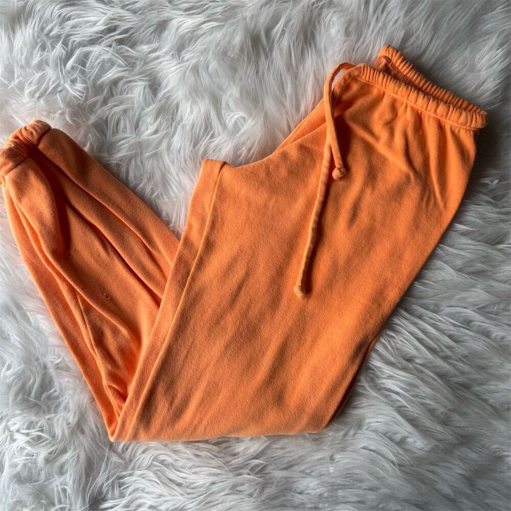 Chaser Women's Distressed Orange Jogger Sweatpants Size S Casual Tapered Leg